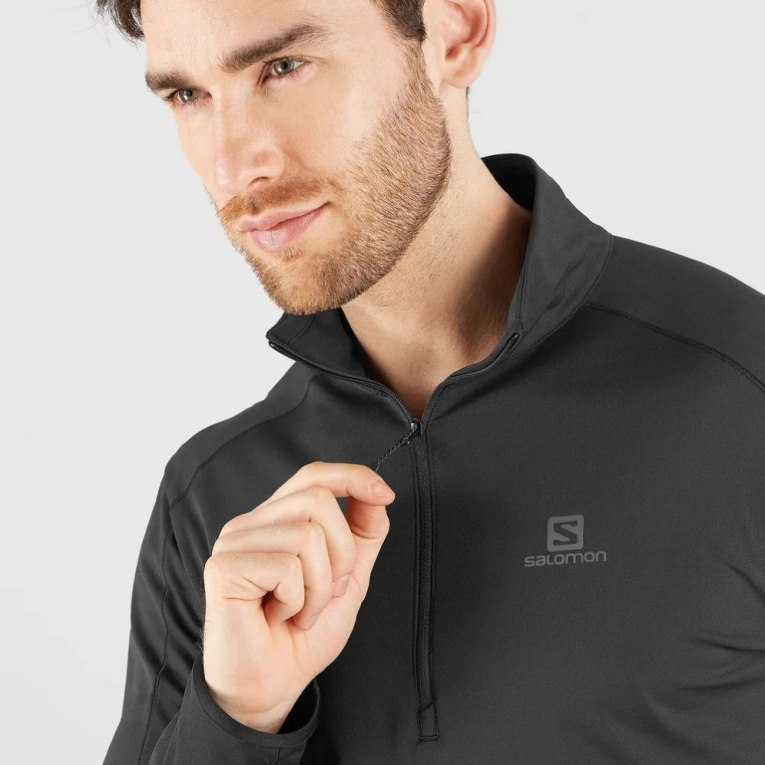 Pánské Mikiny Salomon Essential Lightwarm Half Zip Černé | CZ 70UWASO